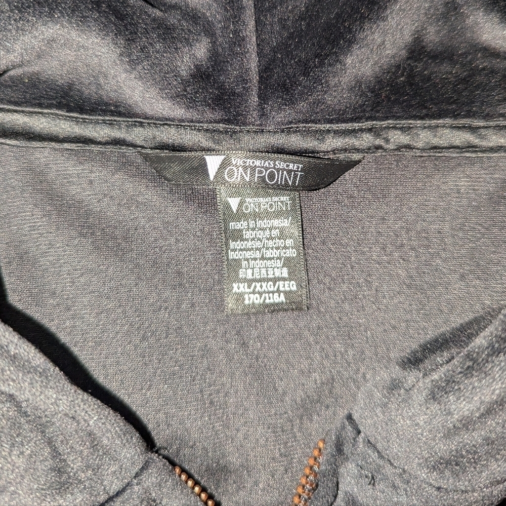 Victoria's Secret On Point Velour Rhinestone Full Zip Hoodie Black Women's XXL - Picture 7 of 7